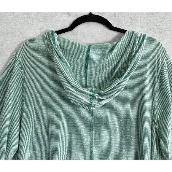 CATHERINES Women Top Pullover Long Sleeve Hooded Pocket Stripe Sz 1x Green 49-26 - Picture 4 of 12